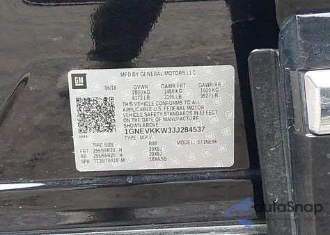 2018 Chevrolet Traverse High Country из США, поврежденный, VIN 1GNEVKKW3JJ284537